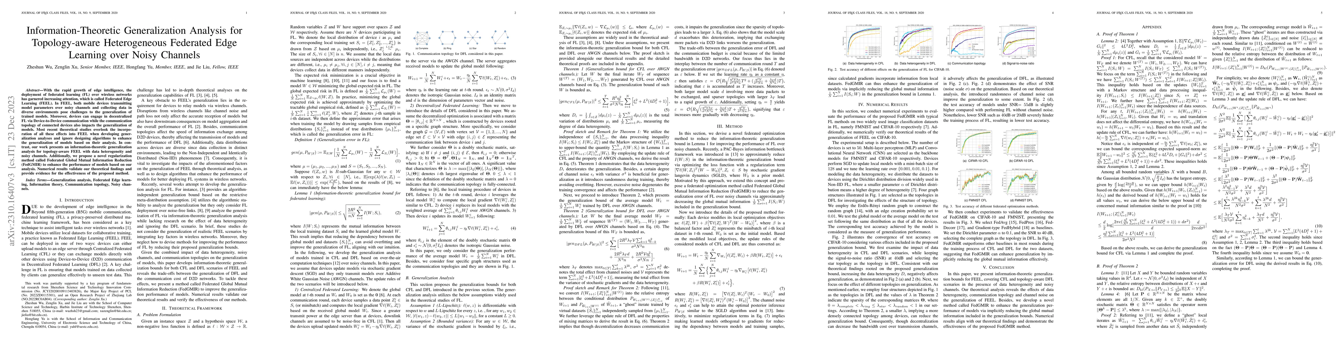 Thumbnail for Information-Theoretic Generalization Analysis for Topology-aware
  Heterogeneous Federated Edge Learning over Noisy Channels