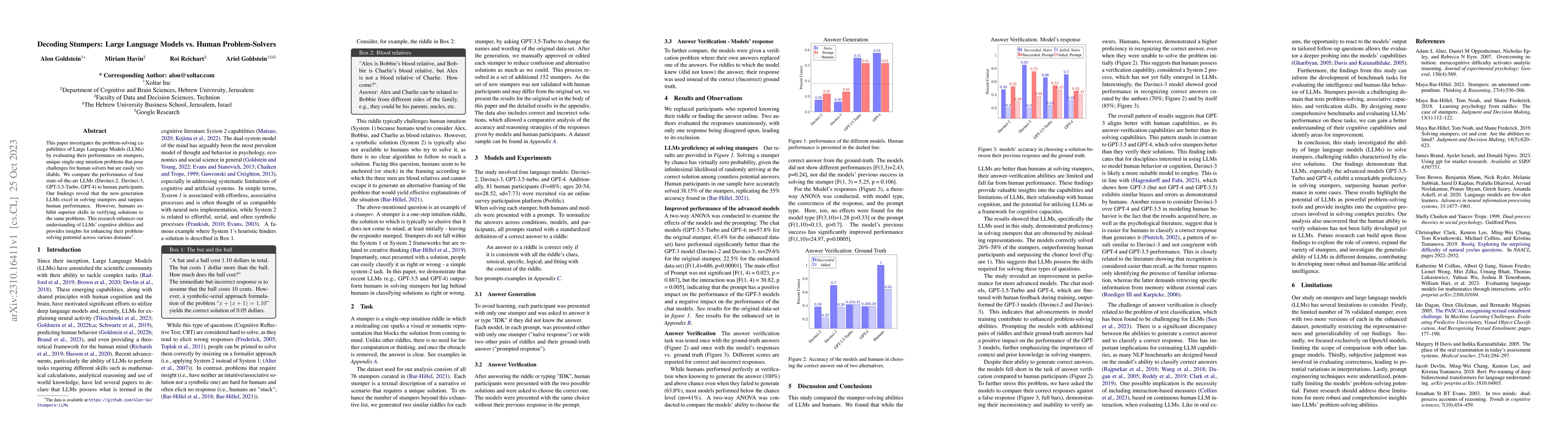 Thumbnail for Decoding Stumpers: Large Language Models vs. Human Problem-Solvers