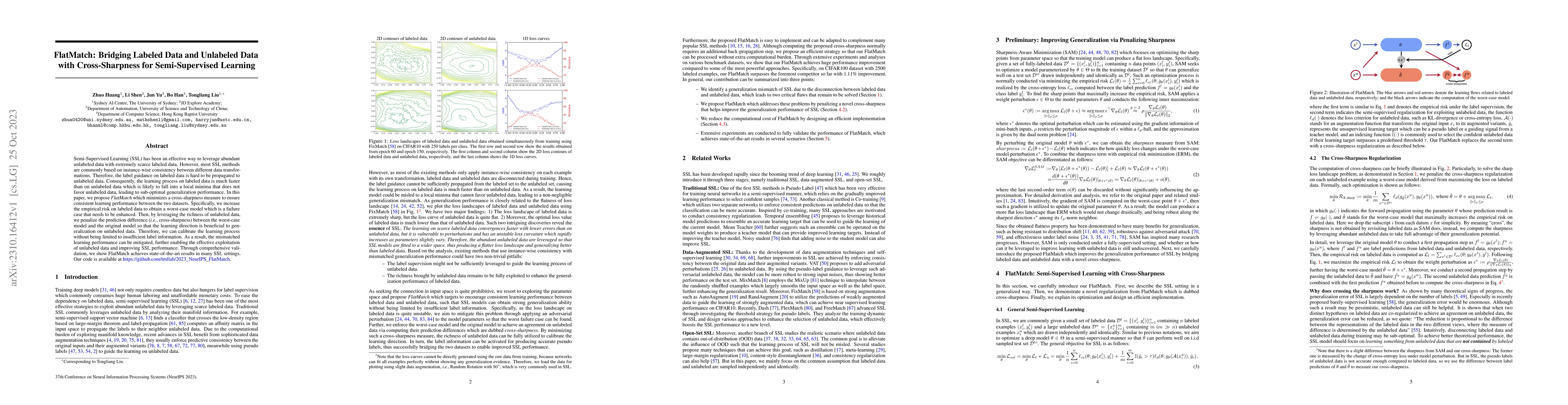 Thumbnail for FlatMatch: Bridging Labeled Data and Unlabeled Data with Cross-Sharpness
  for Semi-Supervised Learning