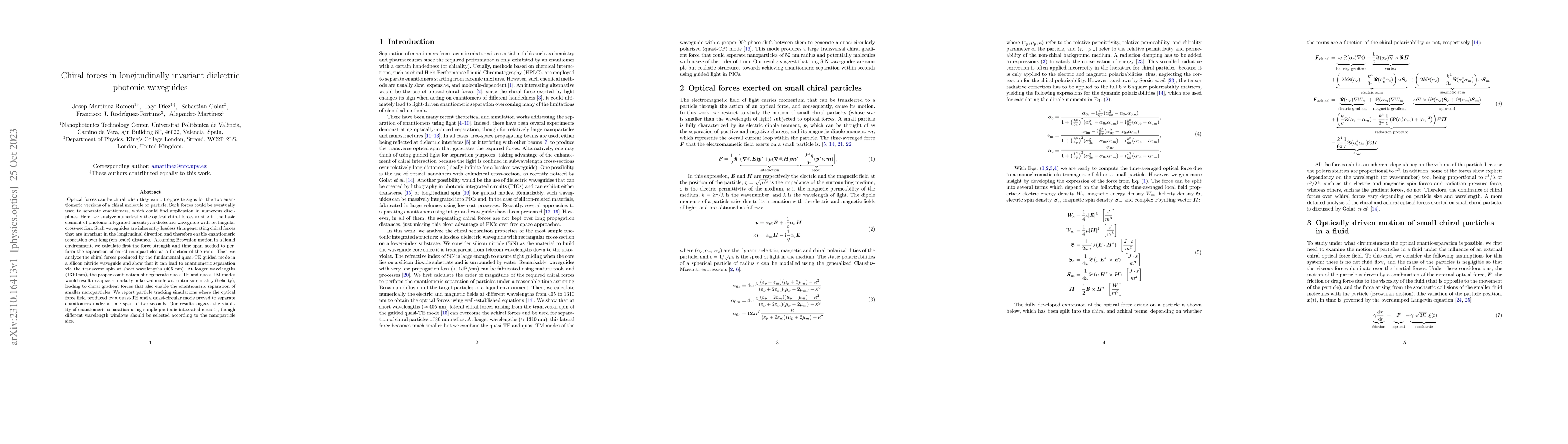 Thumbnail for Chiral forces in longitudinally invariant dielectric photonic waveguides