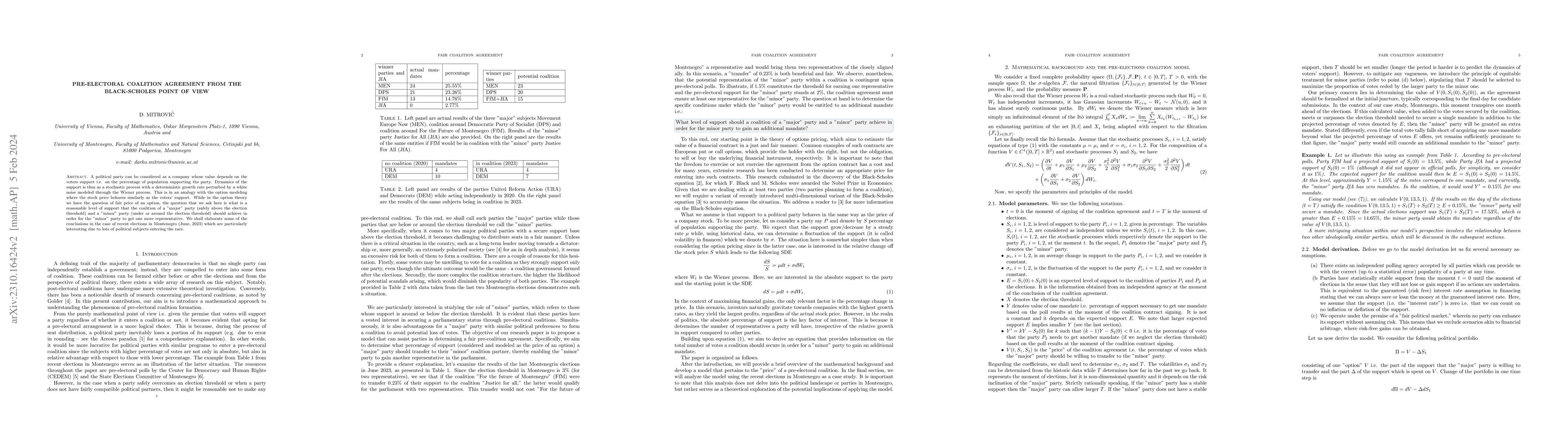 Thumbnail for Pre-electoral coalition agreement from the Black-Scholes point of view