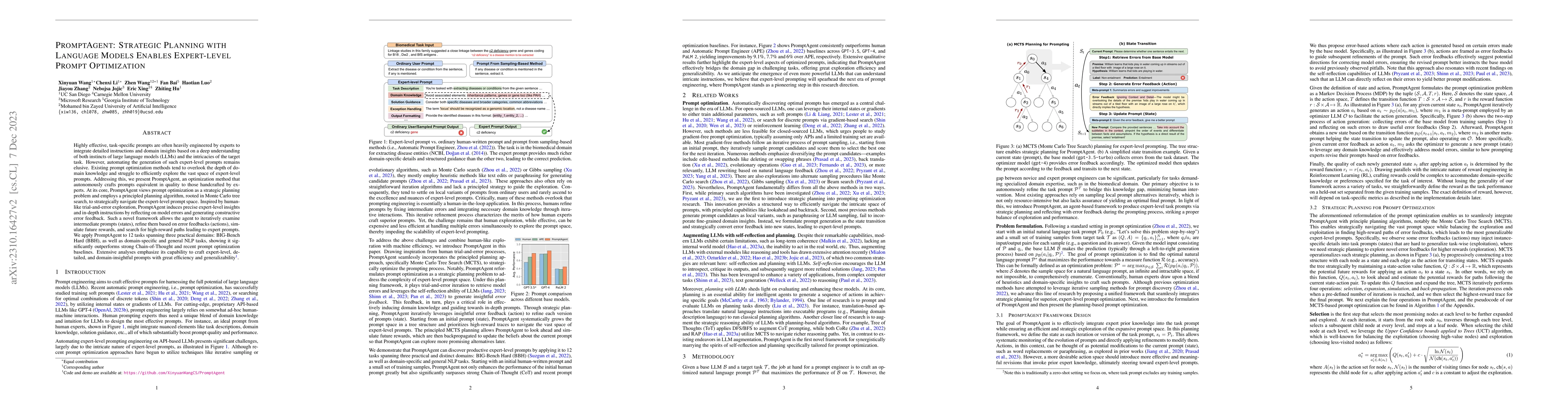 Thumbnail for PromptAgent: Strategic Planning with Language Models Enables
  Expert-level Prompt Optimization