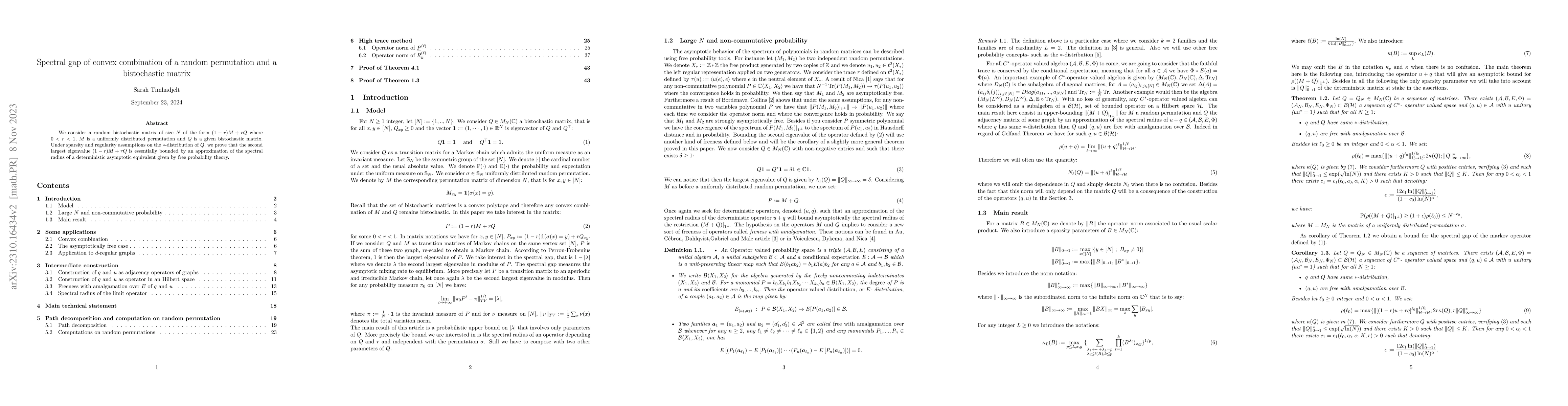 Thumbnail for Spectral gap of convex combination of a random permutation and a
  bistochastic matrix