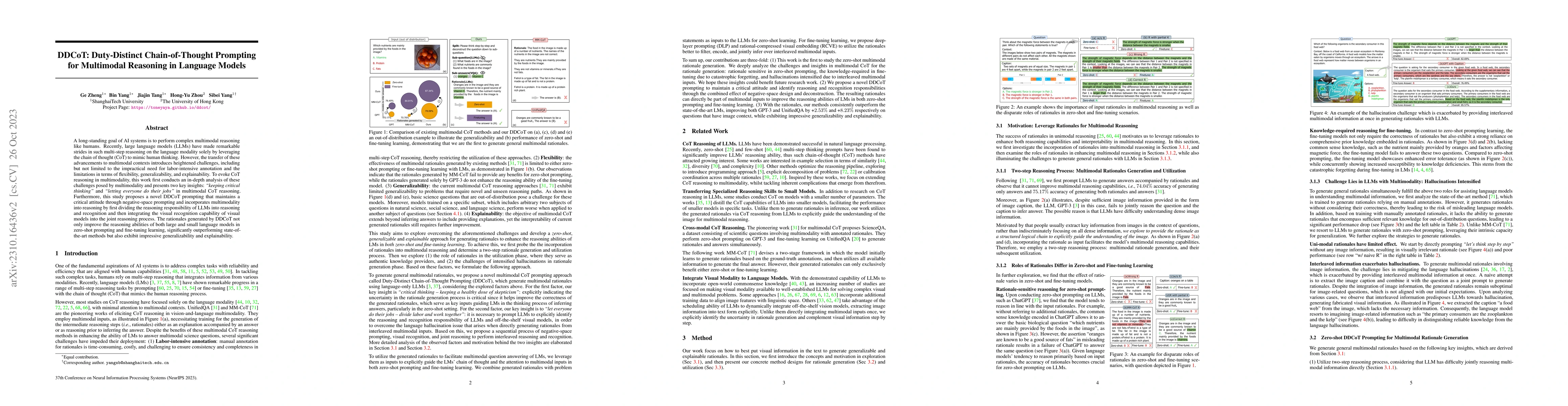 Thumbnail for DDCoT: Duty-Distinct Chain-of-Thought Prompting for Multimodal Reasoning
  in Language Models