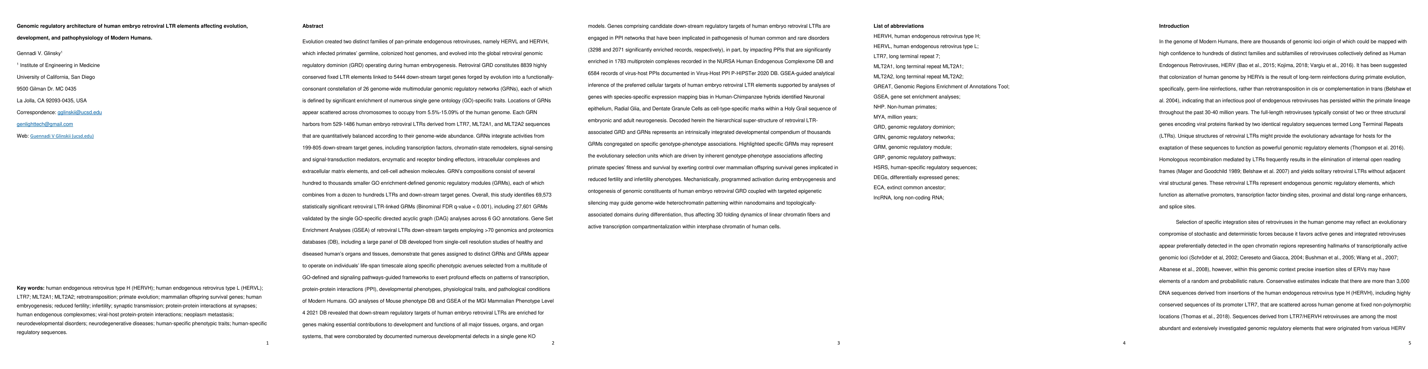 Thumbnail for Genomic regulatory architecture of human embryo retroviral LTR elements
  affecting evolution, development, and pathophysiology of Modern Humans
