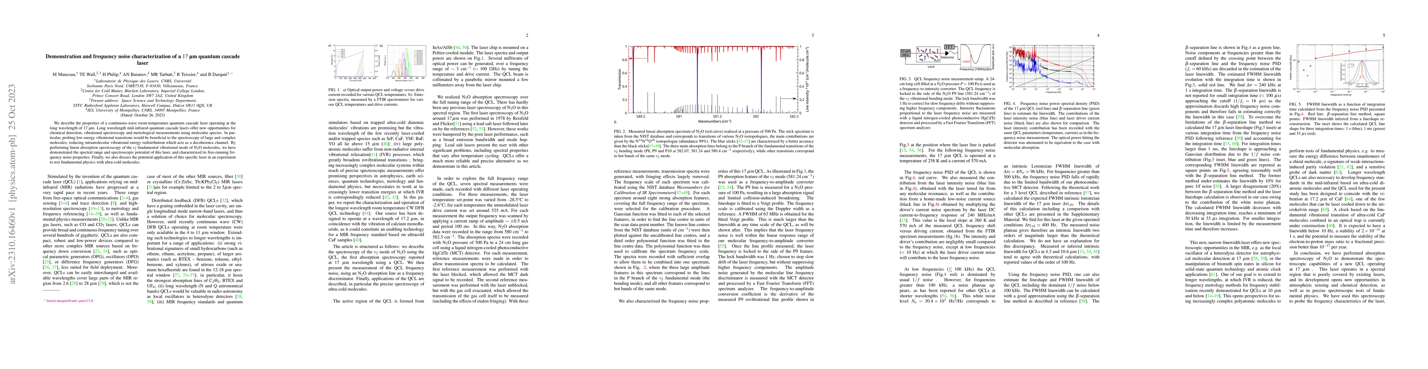 Thumbnail for Demonstration and frequency noise characterization of a 17 $\mu$m
  quantum cascade laser