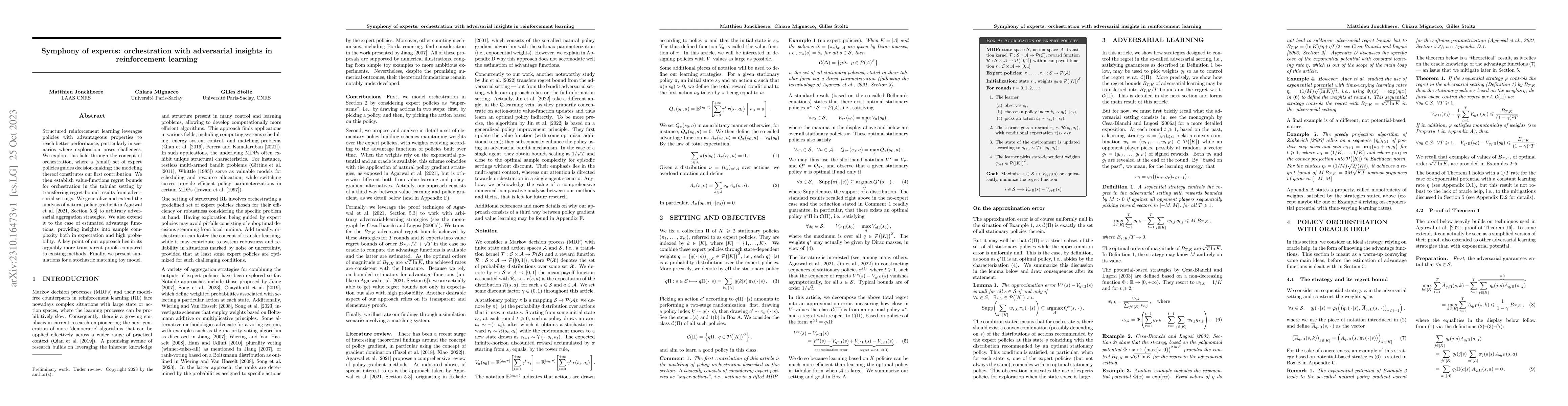 Thumbnail for Symphony of experts: orchestration with adversarial insights in
  reinforcement learning