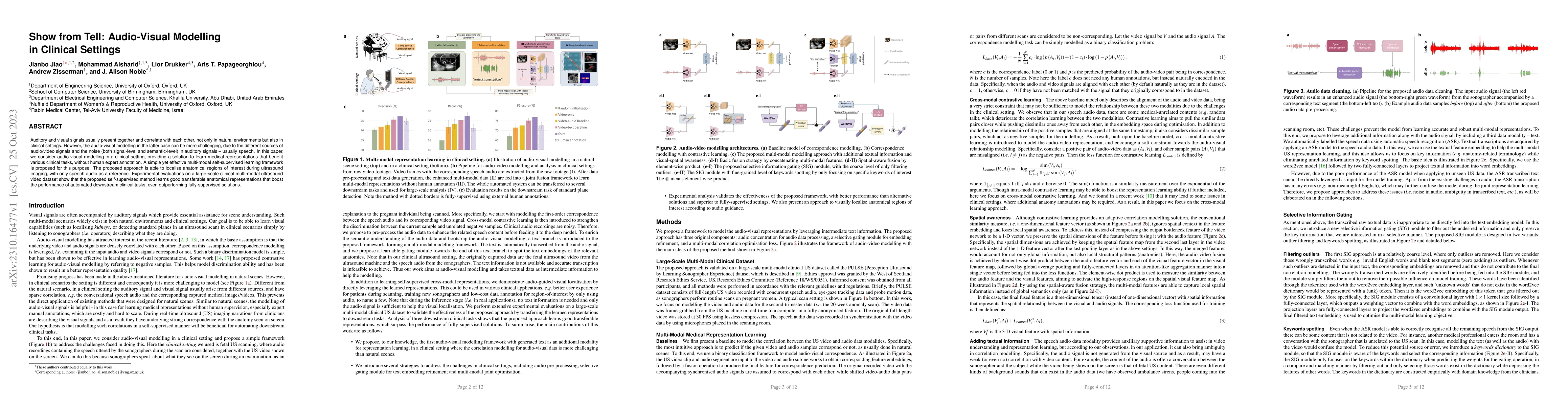 Thumbnail for Show from Tell: Audio-Visual Modelling in Clinical Settings