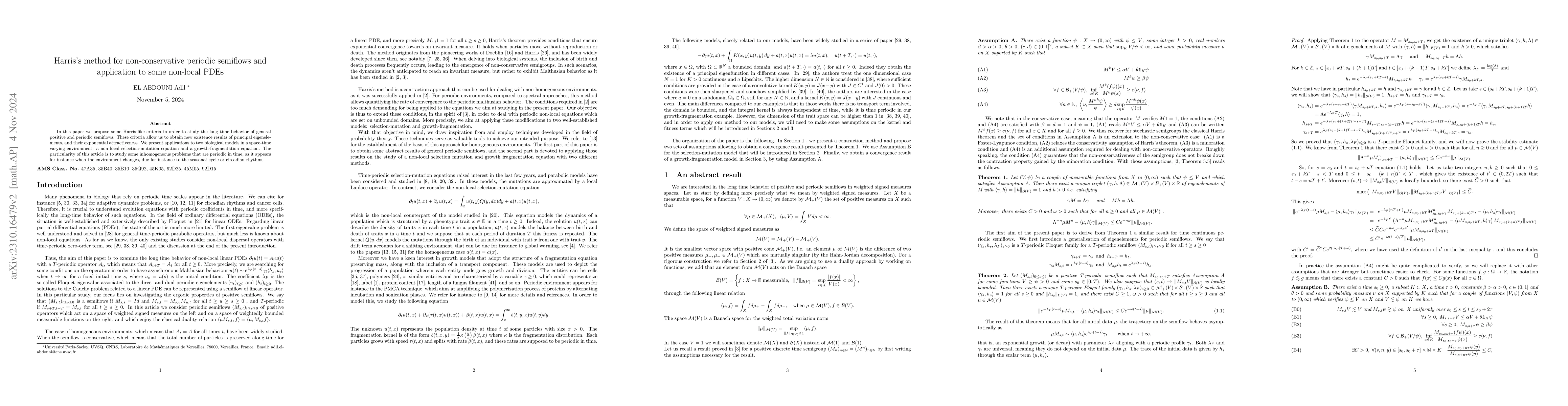 Thumbnail for Harris's method for non-conservative periodic semiflows and application
  to some non-local PDEs