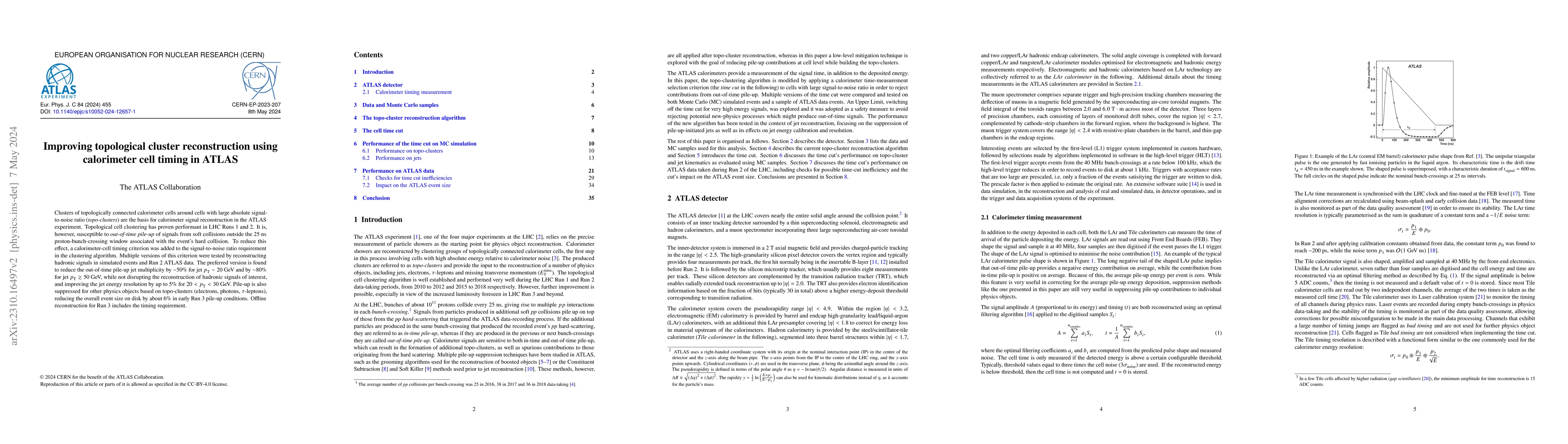 Thumbnail for Improving topological cluster reconstruction using calorimeter cell
  timing in ATLAS