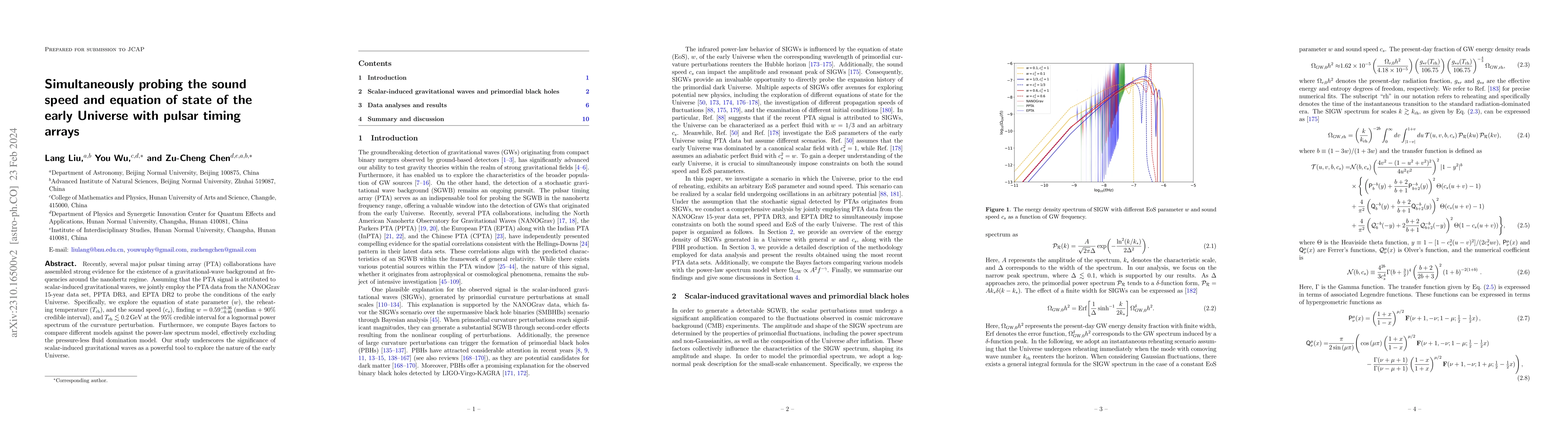 Thumbnail for Simultaneously probing the sound speed and equation of state of the
  early Universe with pulsar timing arrays