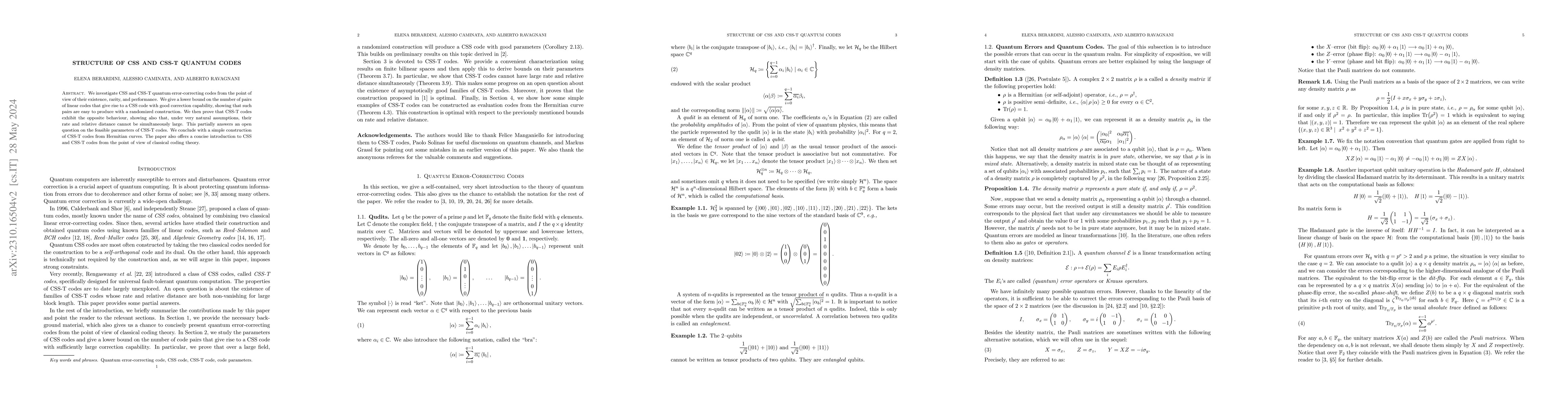 Thumbnail for Structure of CSS and CSS-T Quantum Codes
