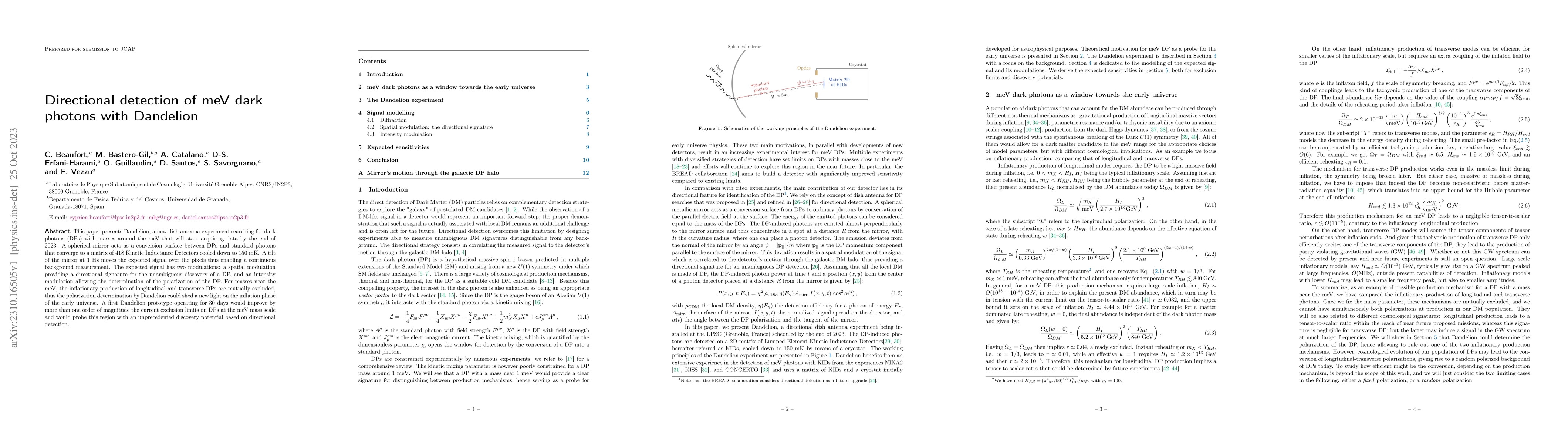 Thumbnail for Directional detection of meV dark photons with Dandelion