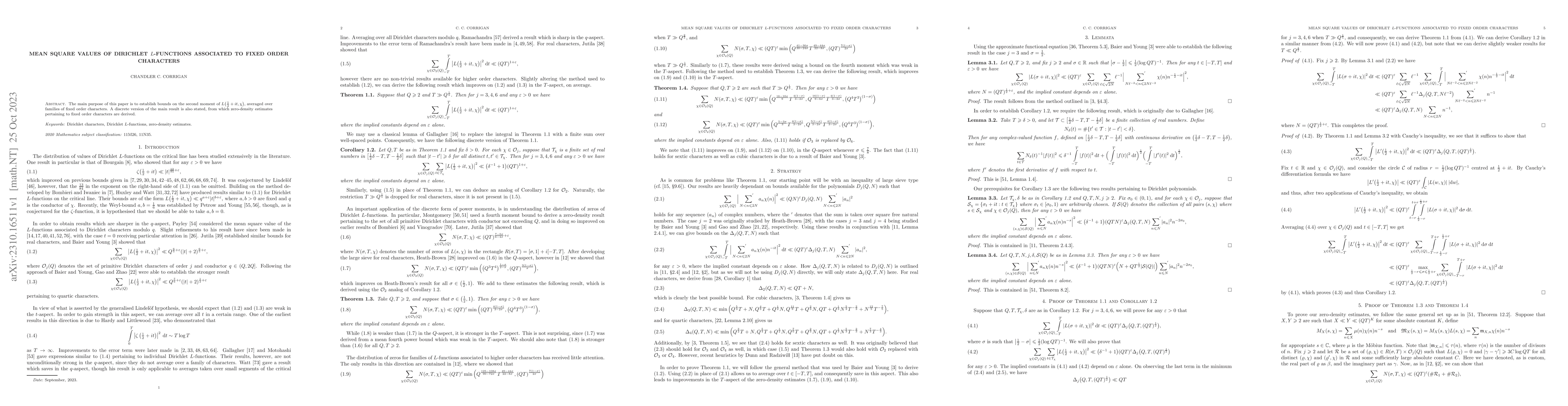 Thumbnail for Mean square values of Dirichlet $L$-functions associated to fixed order
  characters