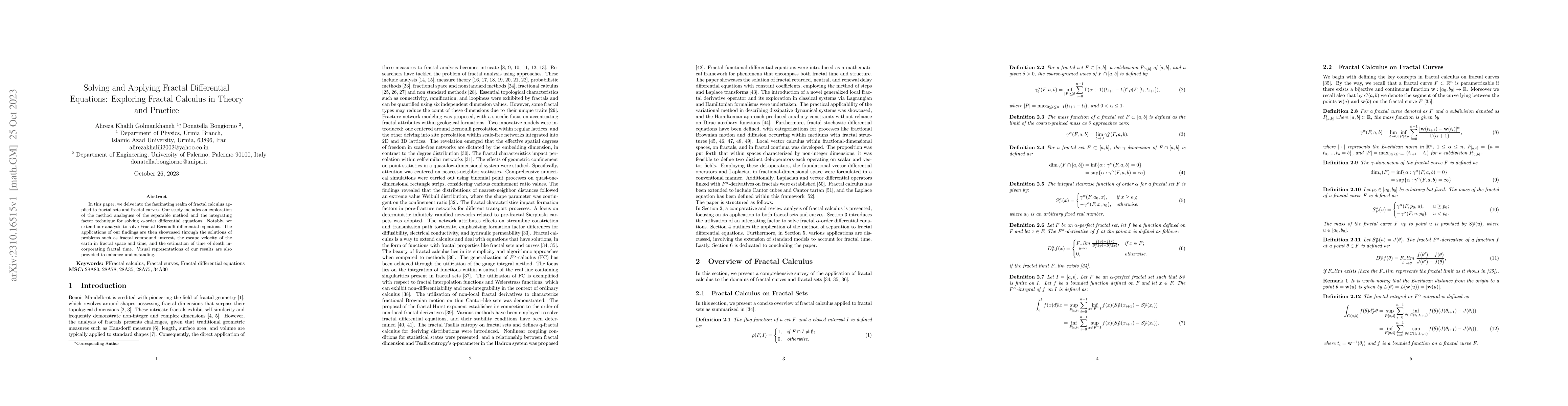 Thumbnail for Solving and Applying Fractal Differential Equations: Exploring Fractal
  Calculus in Theory and Practice