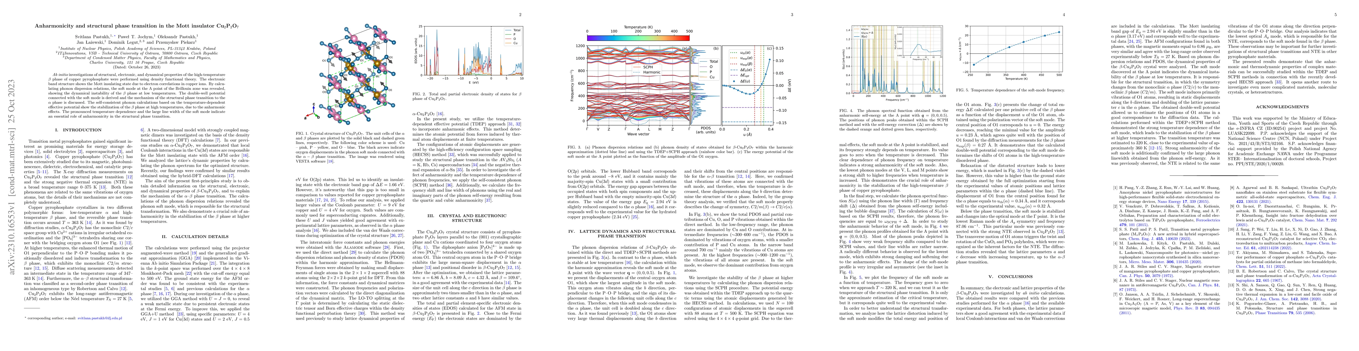 Thumbnail for Anharmonicity and structural phase transition in the Mott insulator
  Cu$_2$P$_2$O$_7$