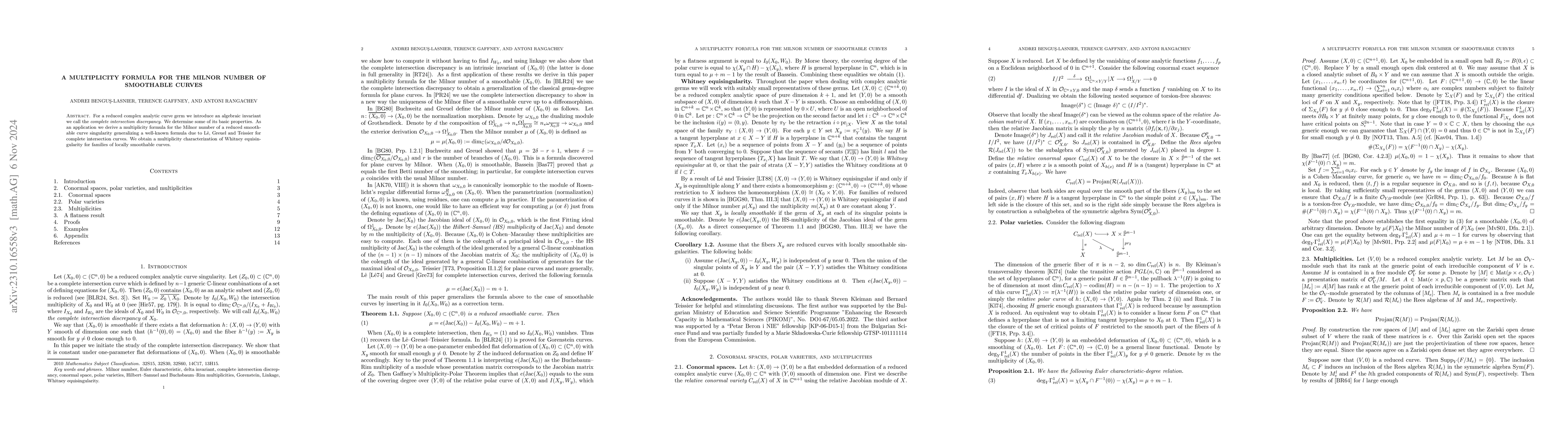 Thumbnail for A multiplicity formula for the Milnor number of smoothable curves
