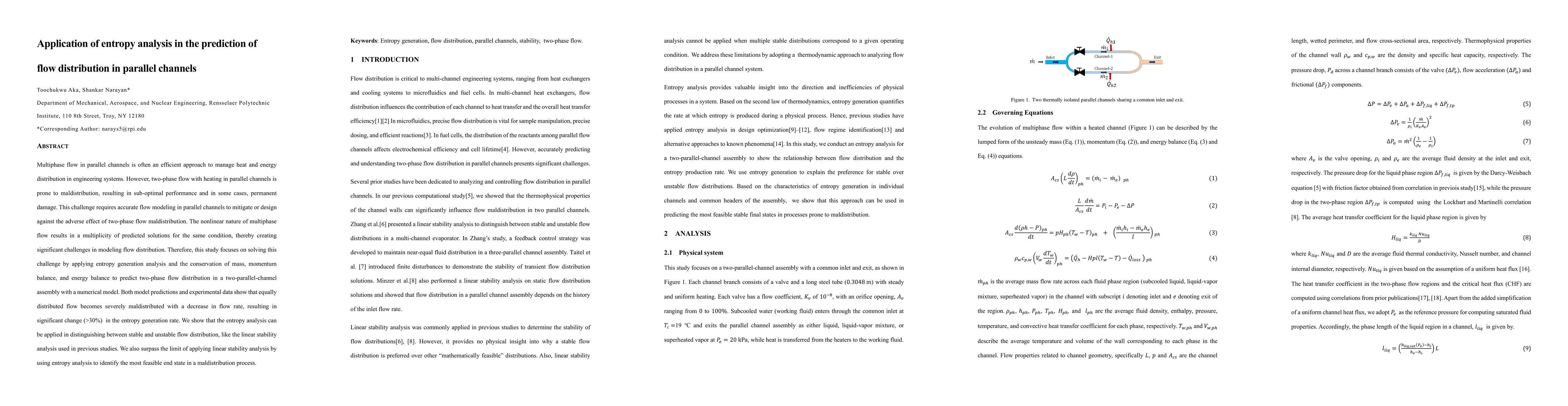 Thumbnail for Application of entropy analysis in the prediction of flow distribution
  in parallel channels