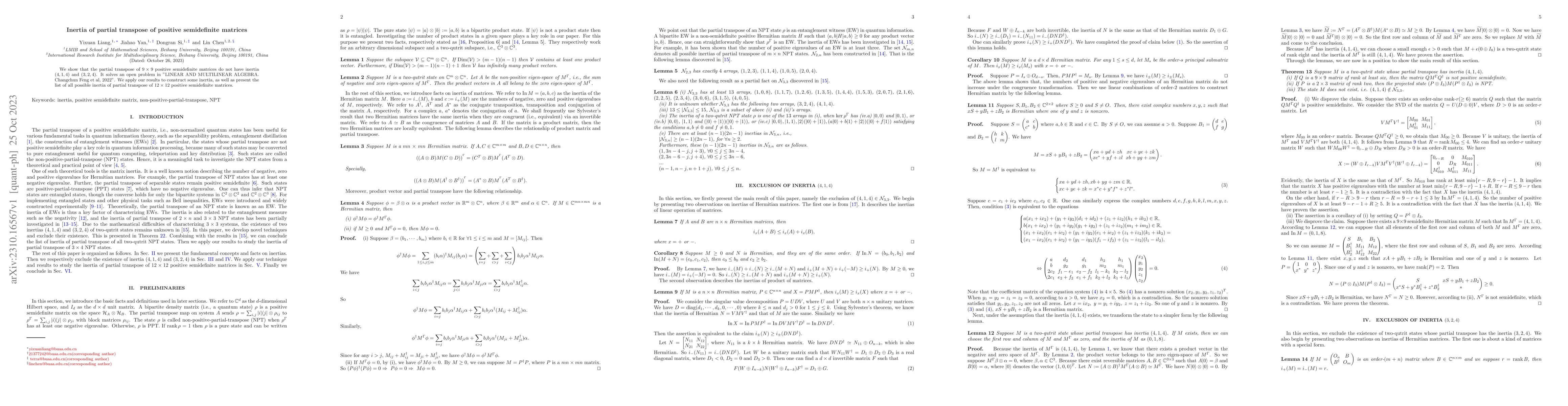 Thumbnail for Inertia of partial transpose of positive semidefinite matrices