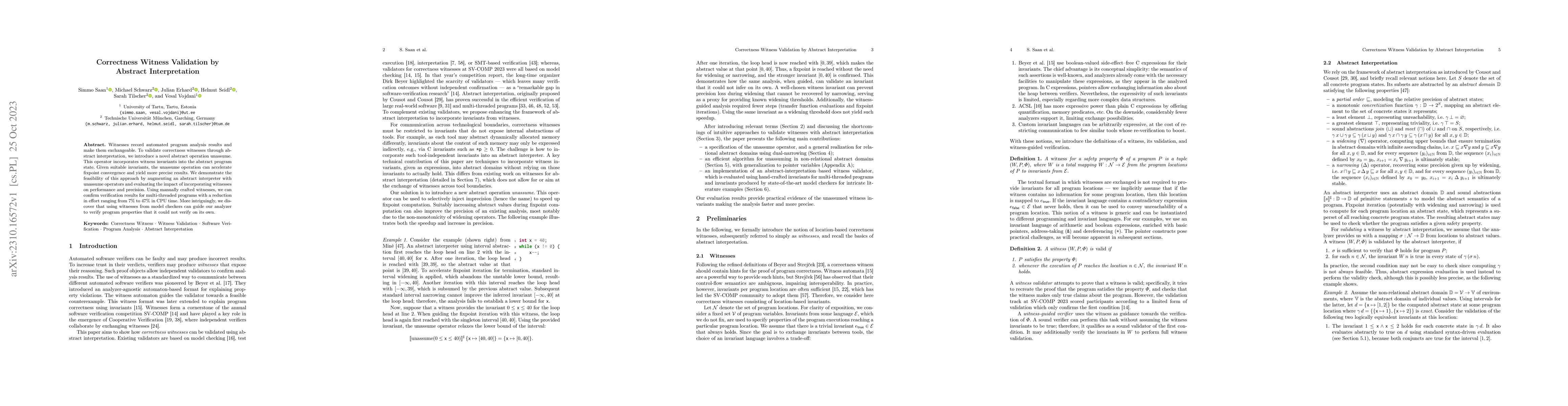 Thumbnail for Correctness Witness Validation by Abstract Interpretation