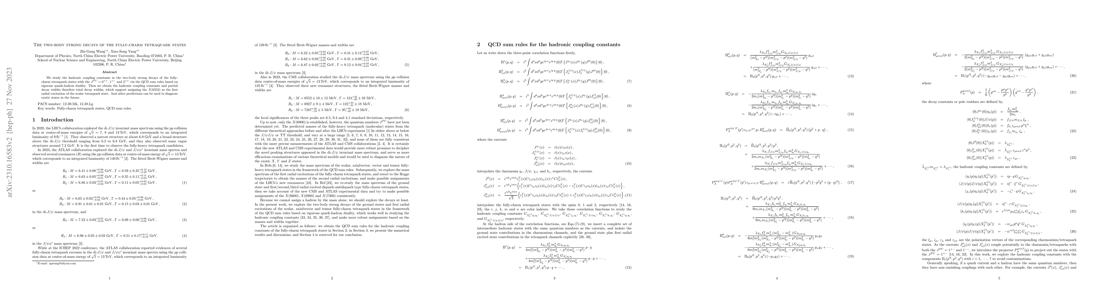 Thumbnail for The two-body strong decays of the fully-charm tetraquark states