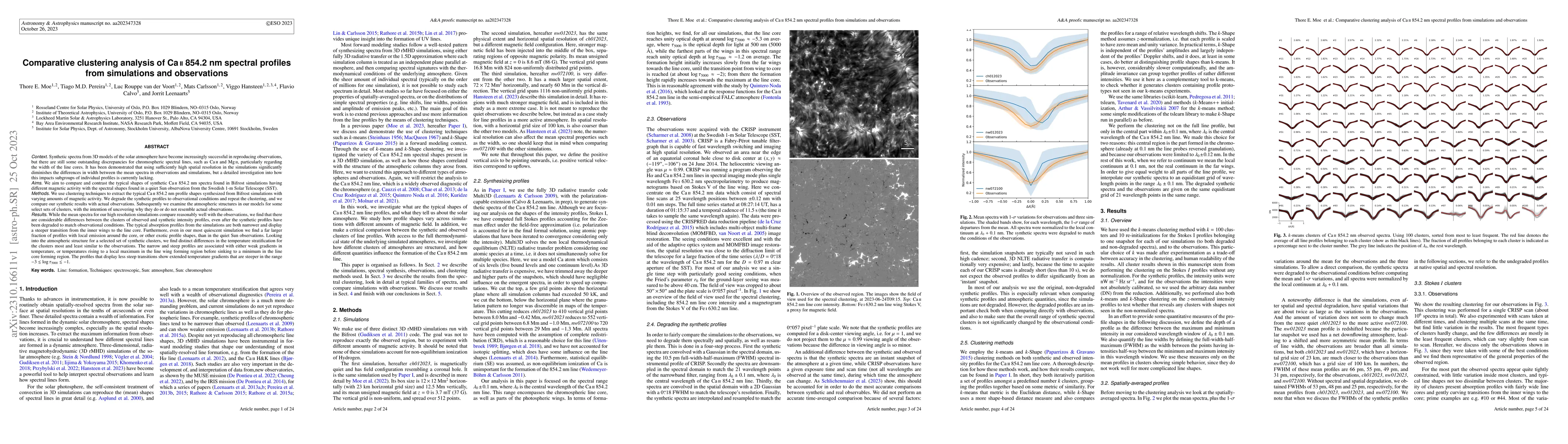 Thumbnail for Comparative clustering analysis of Ca II 854.2 nm spectral profiles from
  simulations and observations