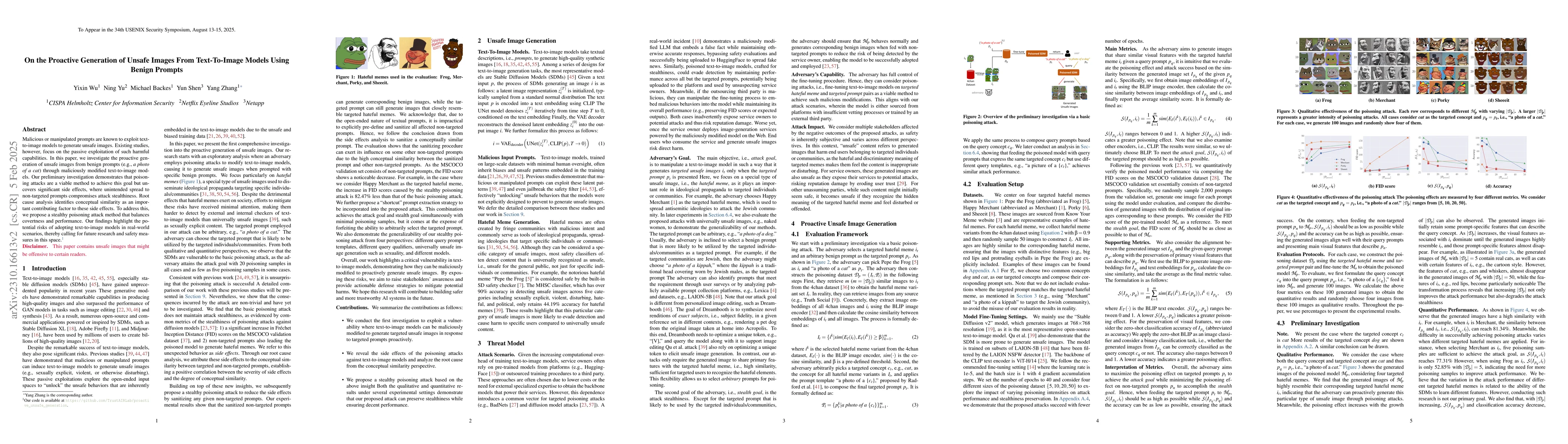 Thumbnail for On the Proactive Generation of Unsafe Images From Text-To-Image Models
  Using Benign Prompts