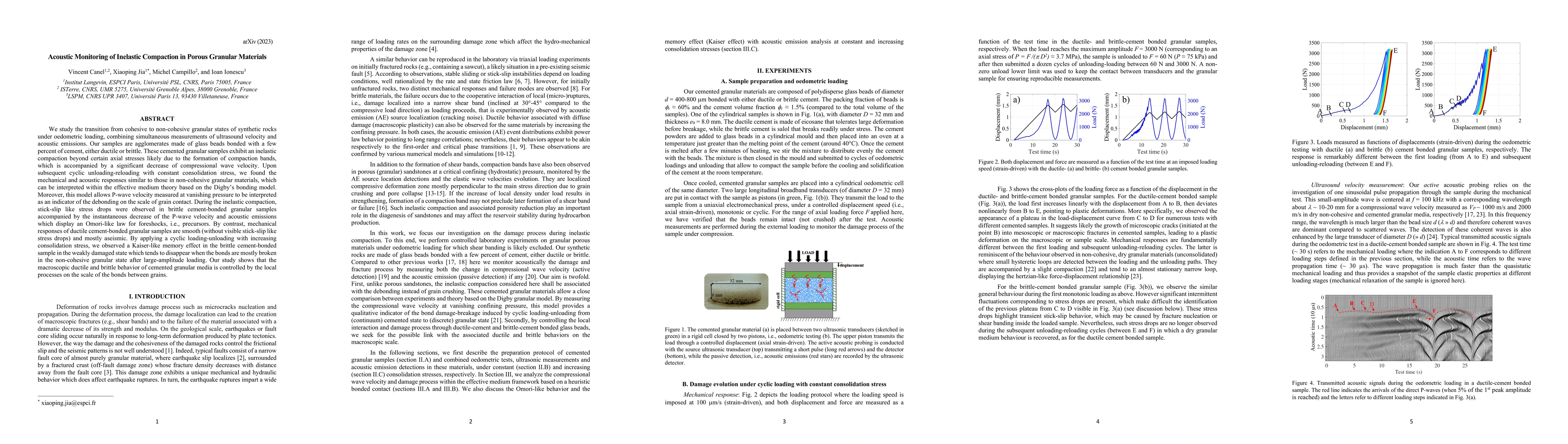 Thumbnail for Acoustic Monitoring of Inelastic Compaction in Porous Granular Materials