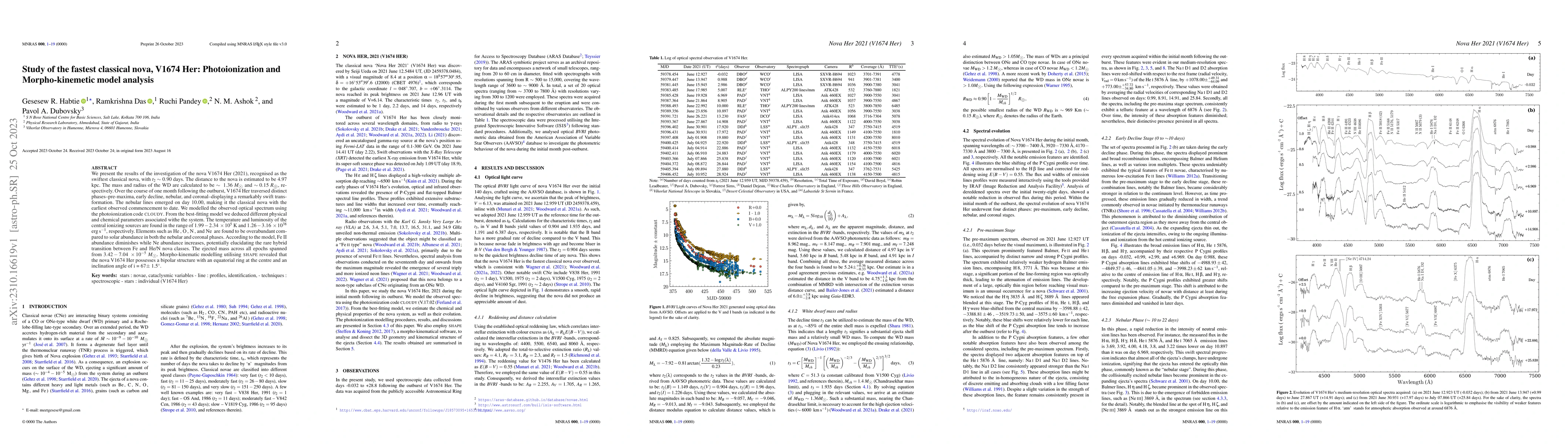 Thumbnail for Study of the fastest classical nova, V1674 Her: Photoionization and
  Morpho-kinemetic model analysis