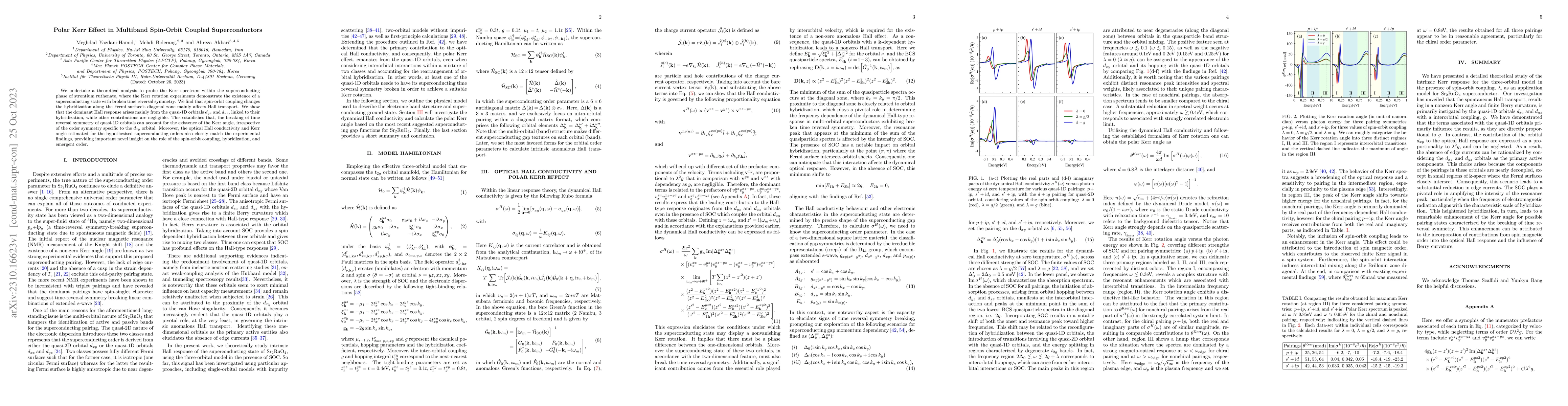 Thumbnail for Polar Kerr Effect in Multiband Spin-Orbit Coupled Superconductors