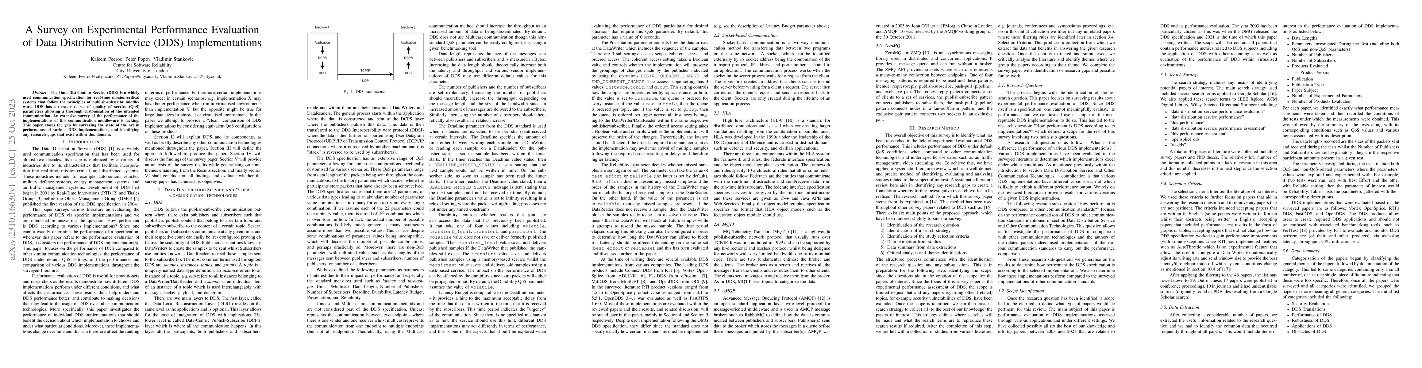 Thumbnail for A Survey on Experimental Performance Evaluation of Data Distribution
  Service (DDS) Implementations