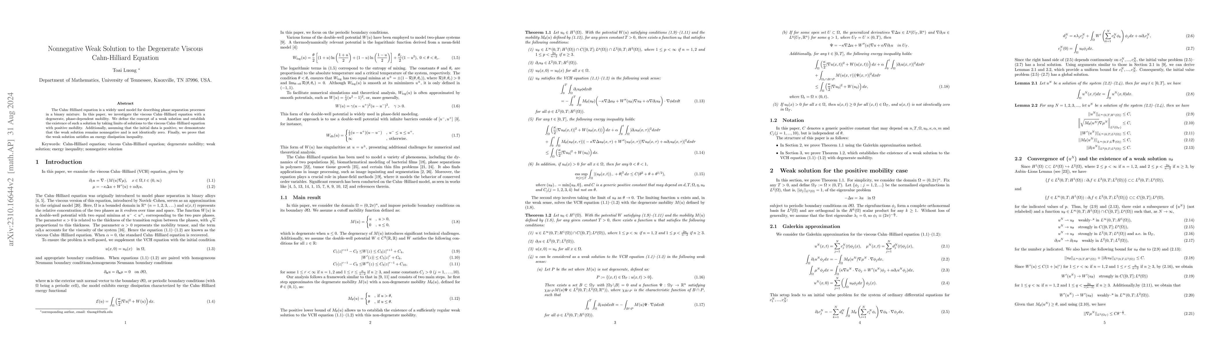 Thumbnail for Weak Solutions to the Degenerate Viscous Cahn-Hilliard Equation