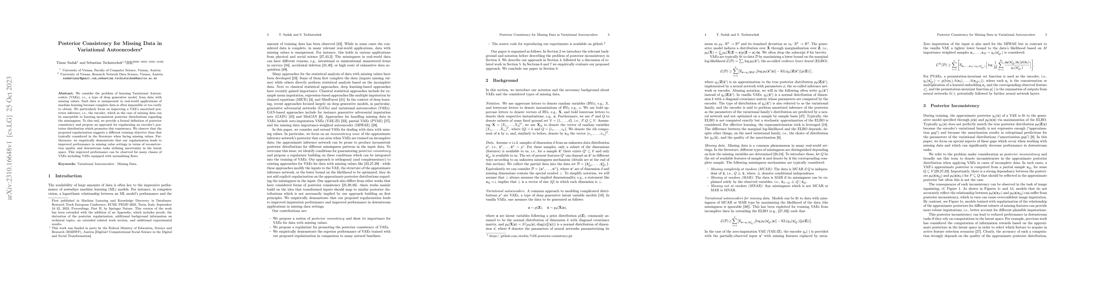 Thumbnail for Posterior Consistency for Missing Data in Variational Autoencoders