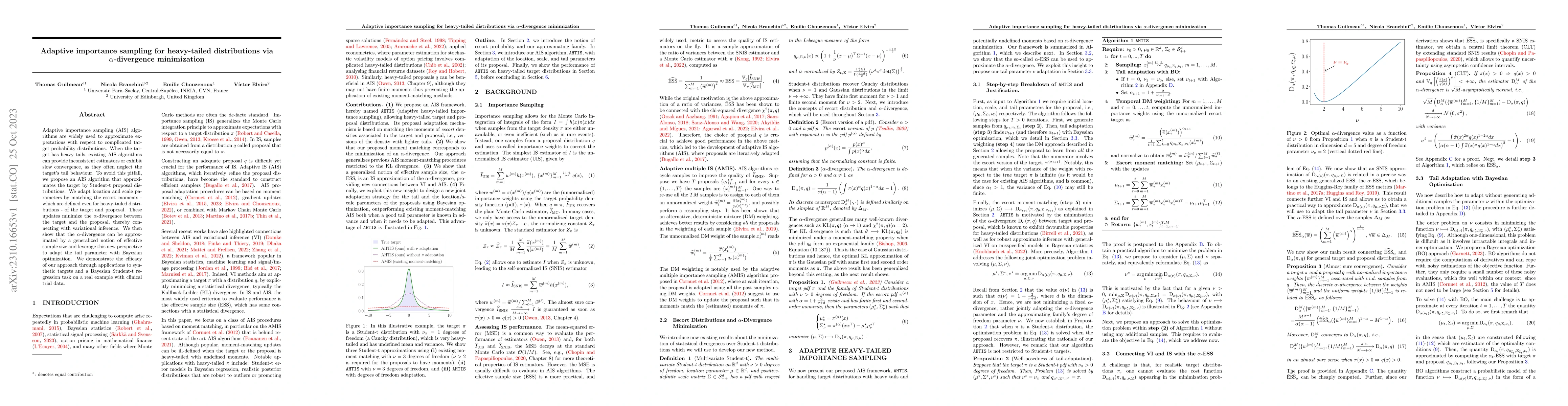 Thumbnail for Adaptive importance sampling for heavy-tailed distributions via
  $\alpha$-divergence minimization