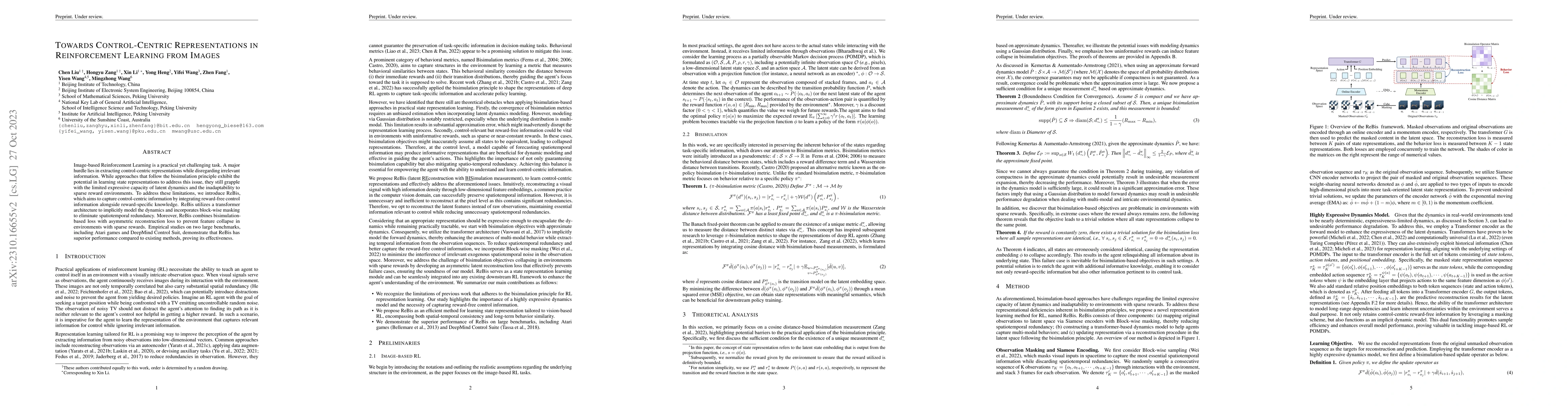 Thumbnail for Towards Control-Centric Representations in Reinforcement Learning from
  Images