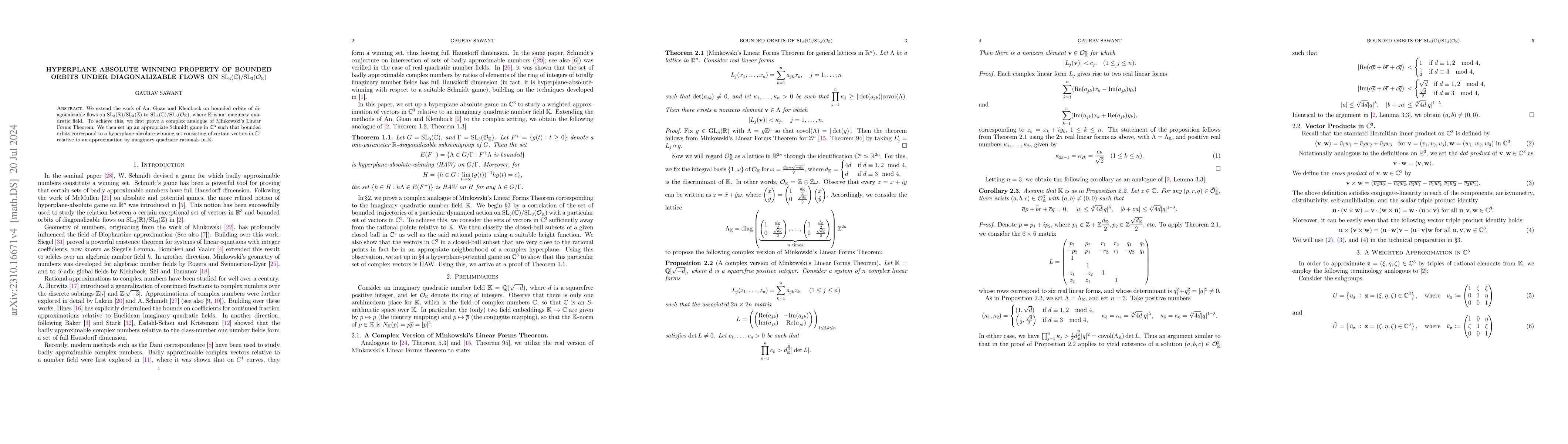 Thumbnail for Hyperplane absolute winning property of bounded orbits under
  diagonalizable flows on
  $\mathrm{SL}_3(\mathbb{C})/\mathrm{SL}_3(\mathcal{O}_{\mathbb{K}})$