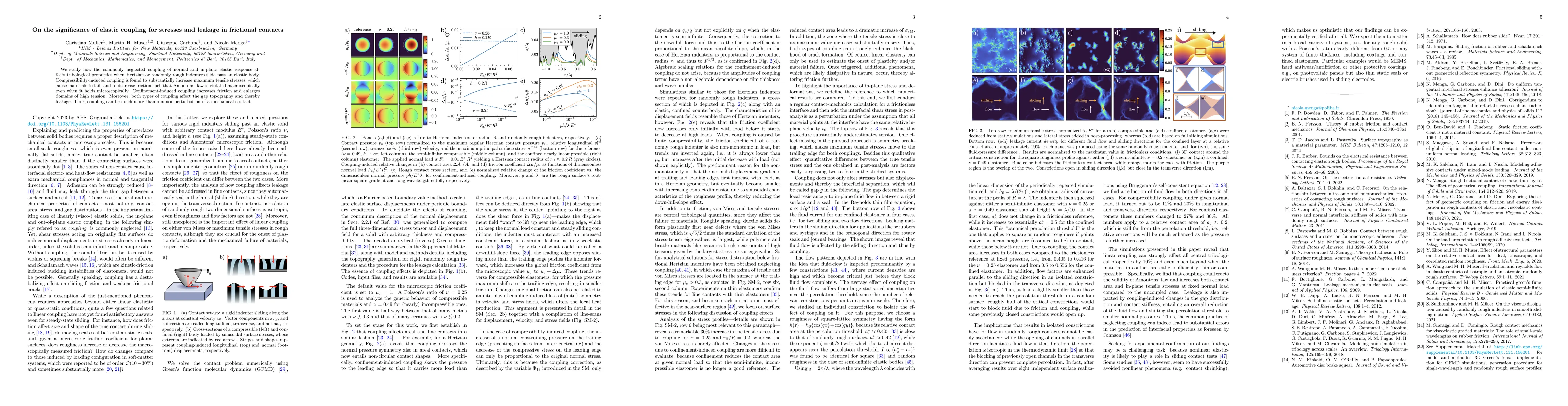 Thumbnail for Significance of Elastic Coupling for Stresses and Leakage in Frictional
  Contacts