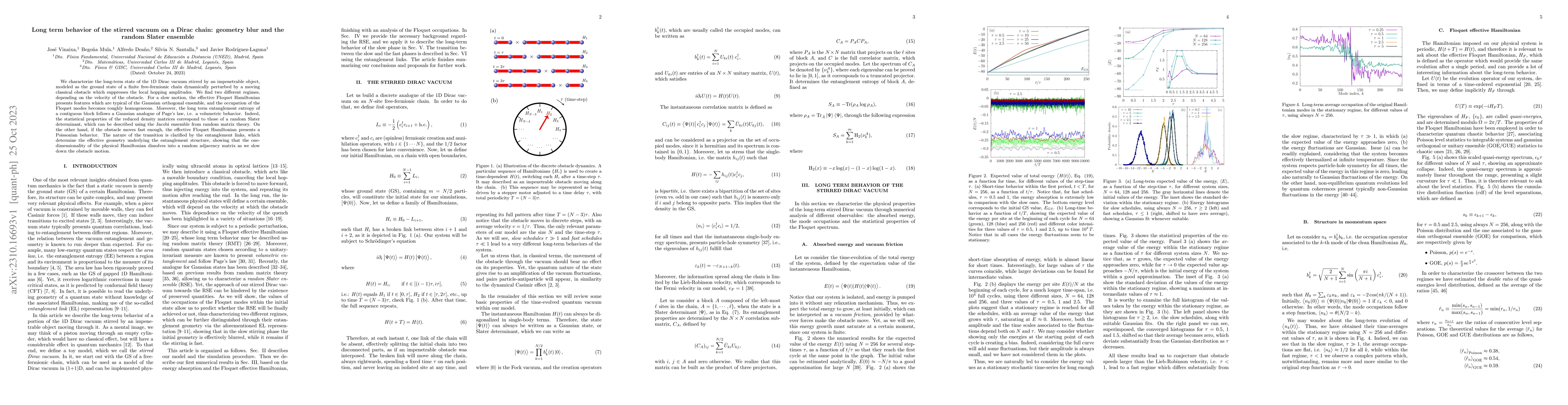 Thumbnail for Long term behavior of the stirred vacuum on a Dirac chain: geometry blur
  and the random Slater ensemble