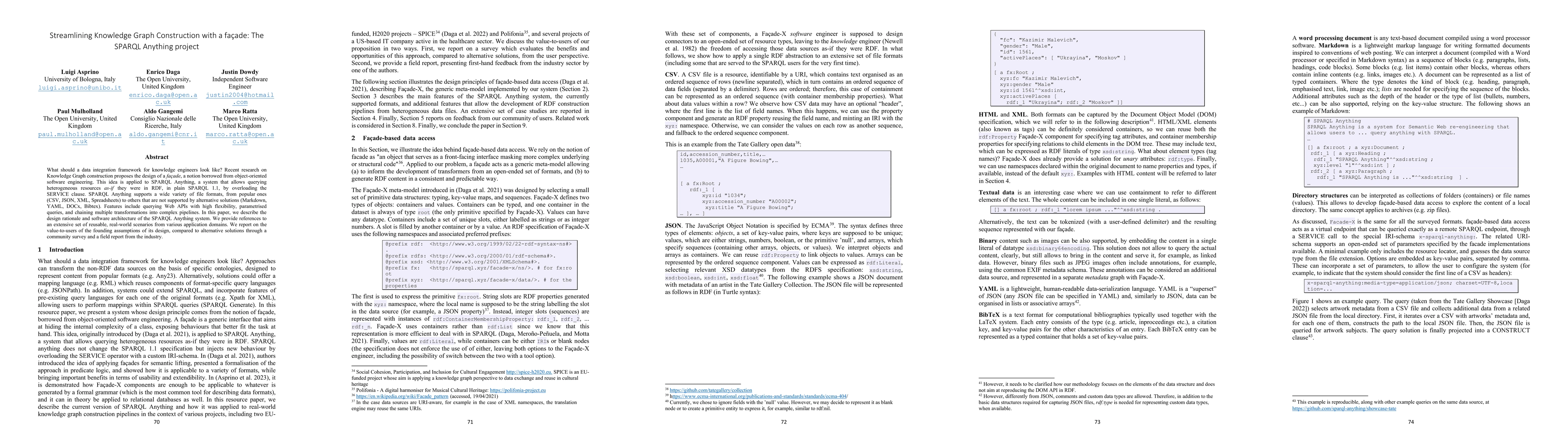 Thumbnail for Streamlining Knowledge Graph Construction with a fa\c{c}ade: The SPARQL
  Anything project