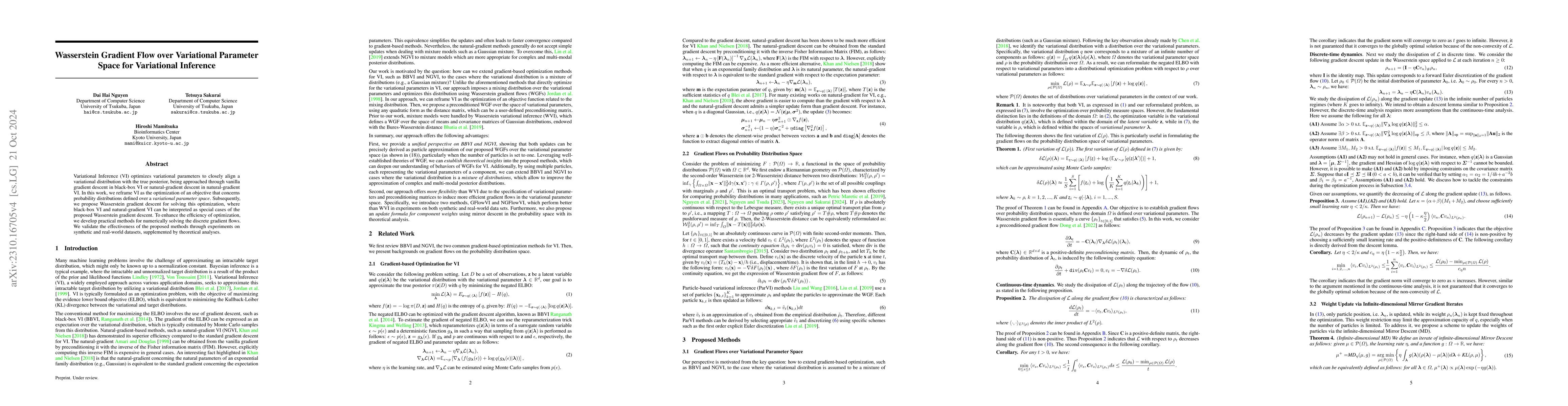 Thumbnail for Wasserstein Gradient Flow over Variational Parameter Space for
  Variational Inference