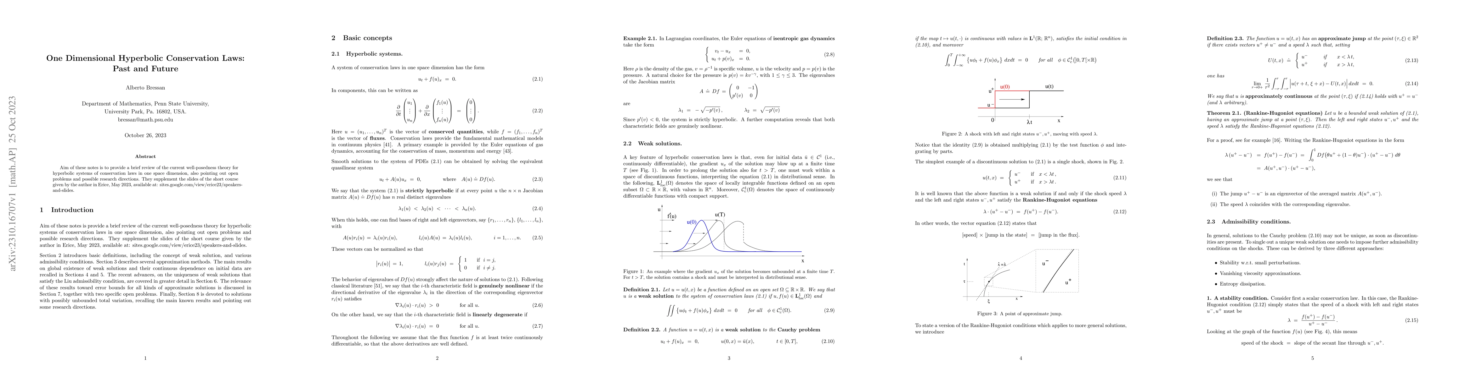 Thumbnail for One Dimensional Hyperbolic Conservation Laws: Past and Future