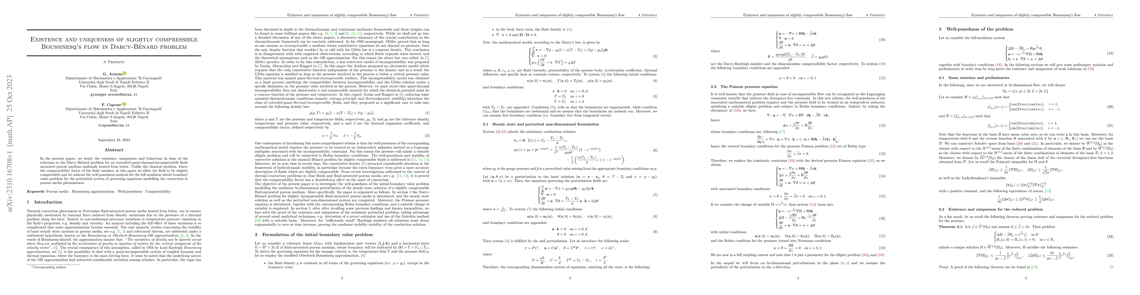Thumbnail for Existence and uniqueness of slightly compressible Boussinesq's flow in
  Darcy-B\'enard problem