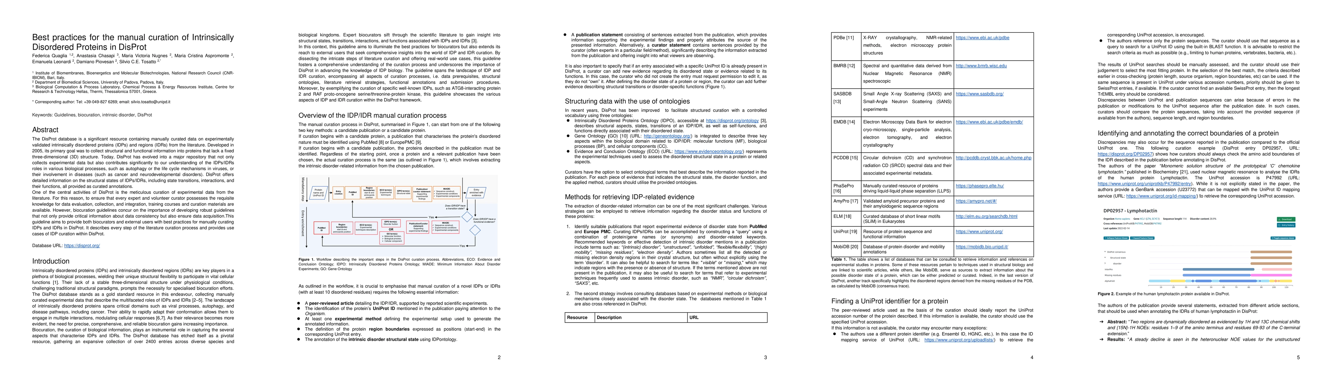 Thumbnail for Best practices for the manual curation of Intrinsically Disordered
  Proteins in DisProt