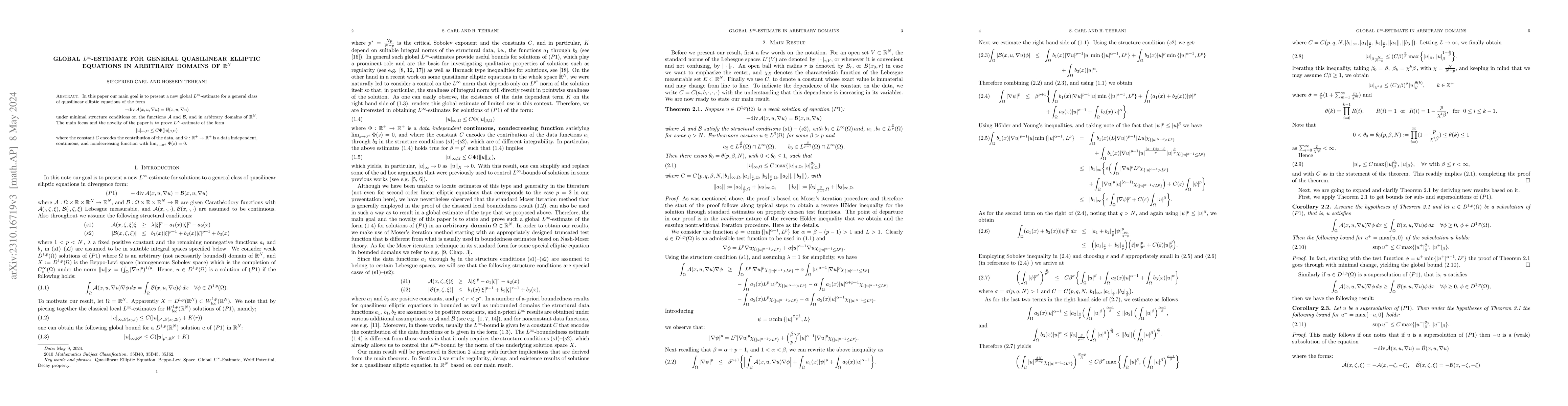 Thumbnail for Global $L^\infty$-estimate for general quasilinear elliptic equations in
  arbitrary domains of $\mathbb{R}^N$