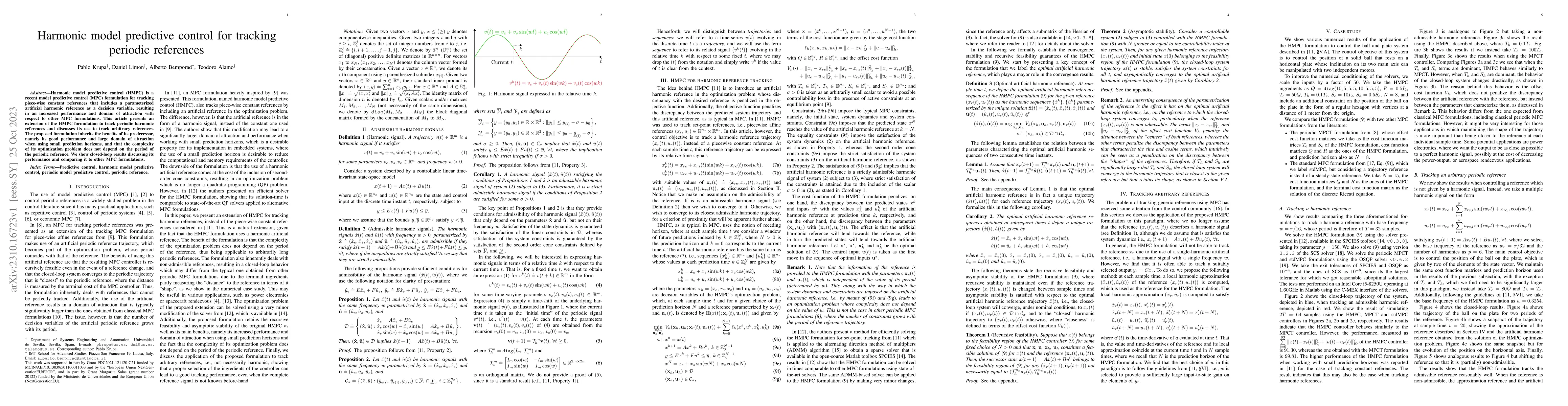 Thumbnail for Harmonic model predictive control for tracking periodic references