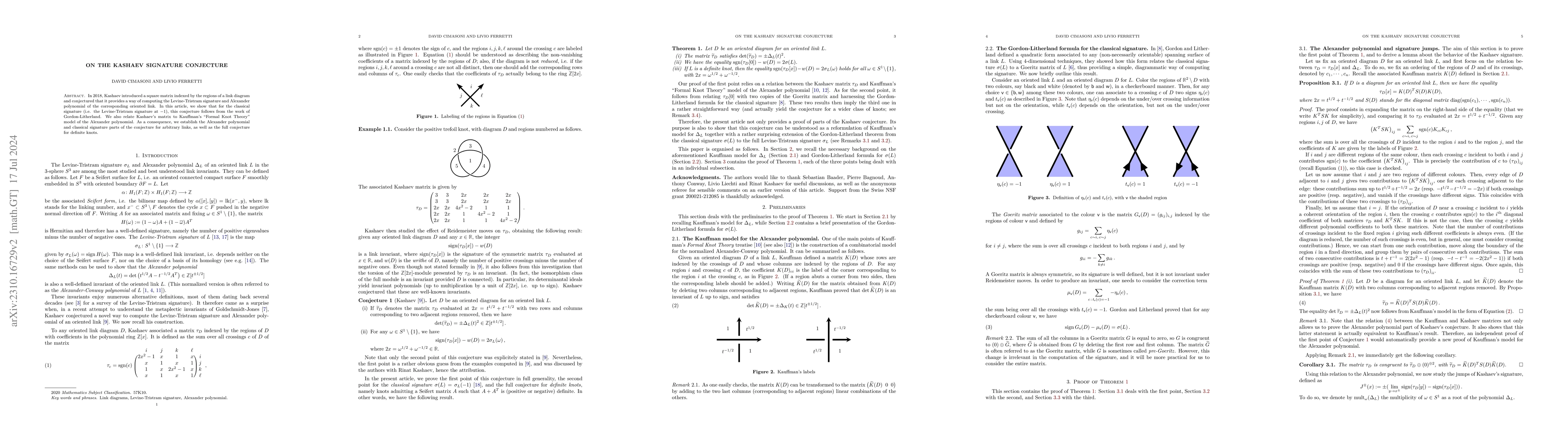 Thumbnail for On the Kashaev signature conjecture