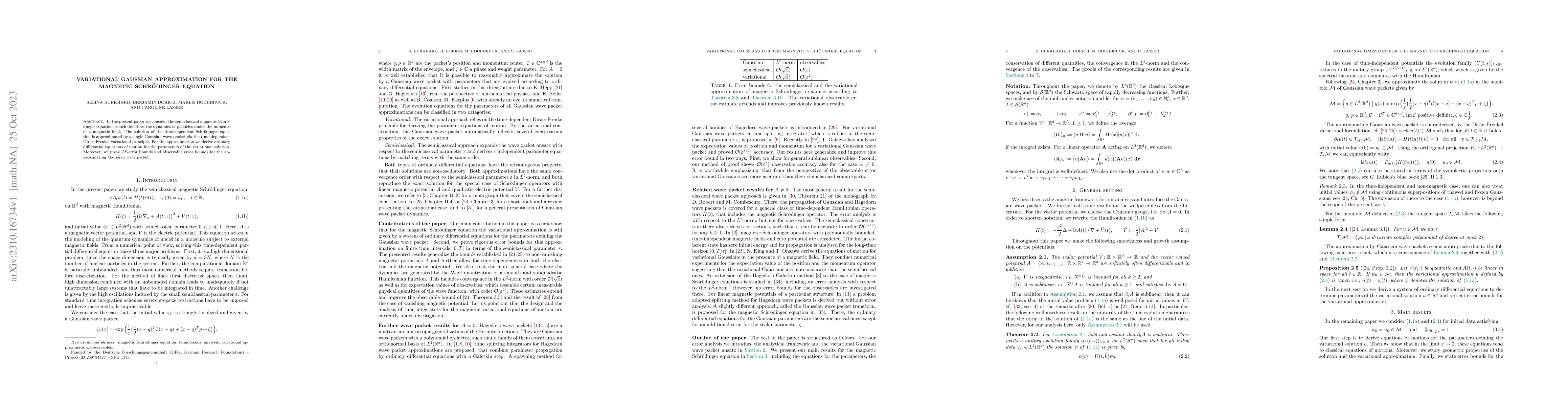 Thumbnail for Variational Gaussian approximation for the magnetic Schr\"odinger
  equation