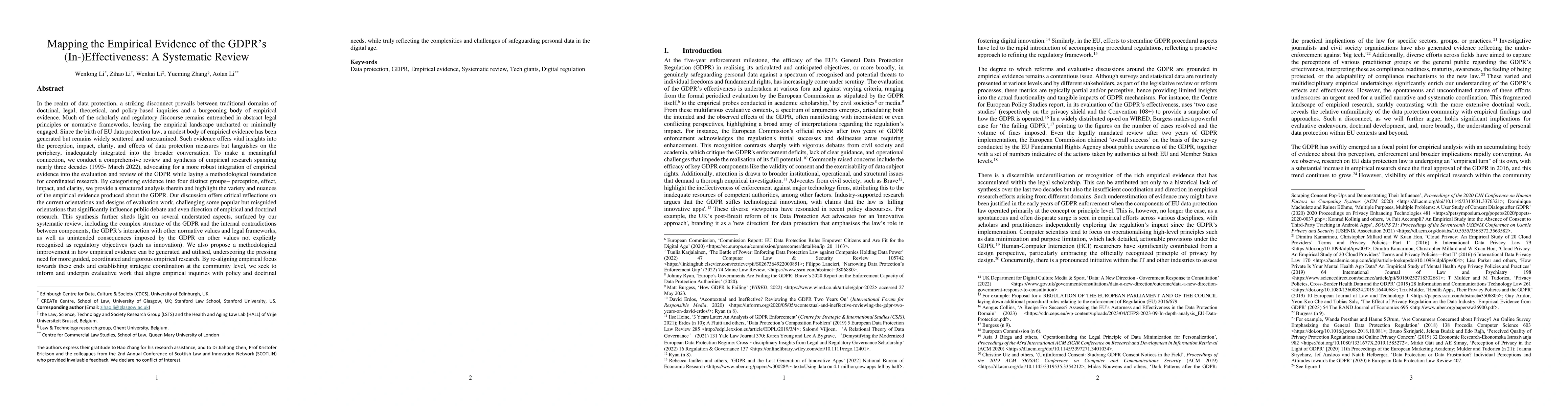 Thumbnail for Mapping the Empirical Evidence of the GDPR (In-)Effectiveness: A
  Systematic Review