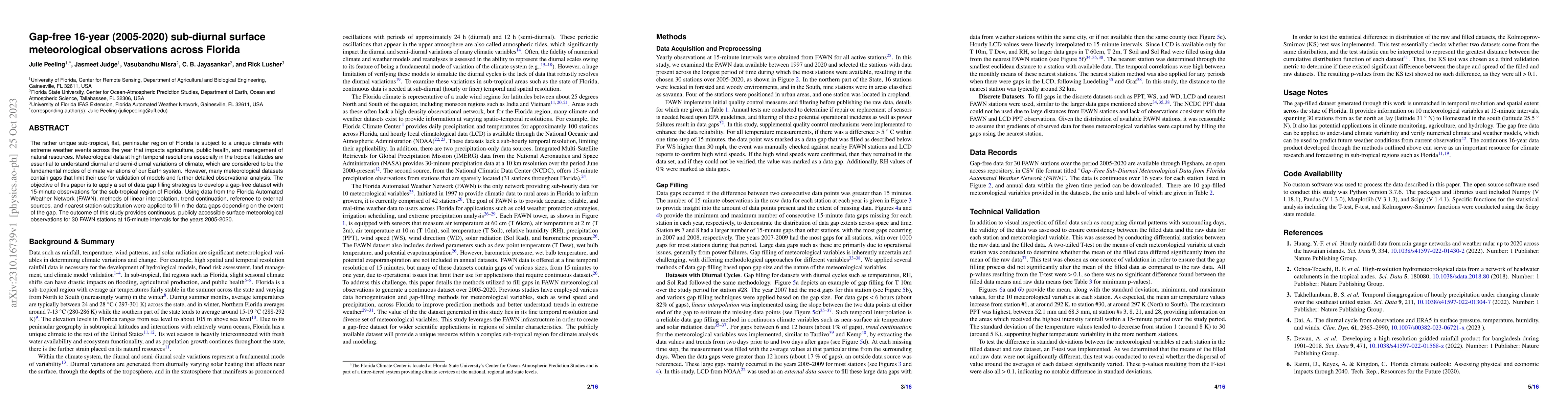 Thumbnail for Gap-free 16-year (2005-2020) sub-diurnal surface meteorological
  observations across Florida