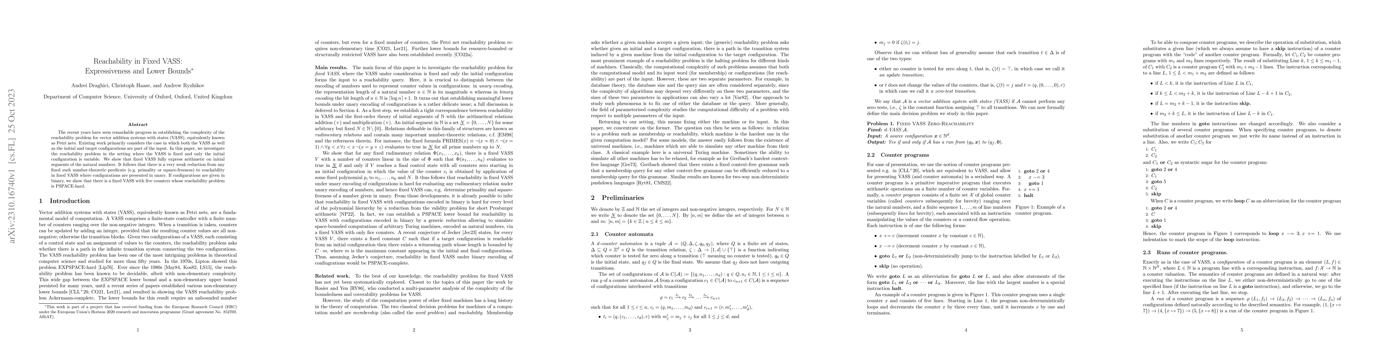 Thumbnail for Reachability in Fixed VASS: Expressiveness and Lower Bounds